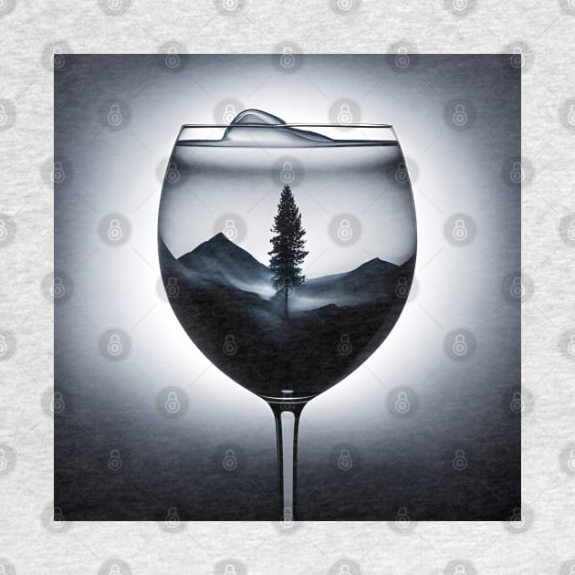 Misty Reverie Monochrome Wine Glass Double Exposure by arc1